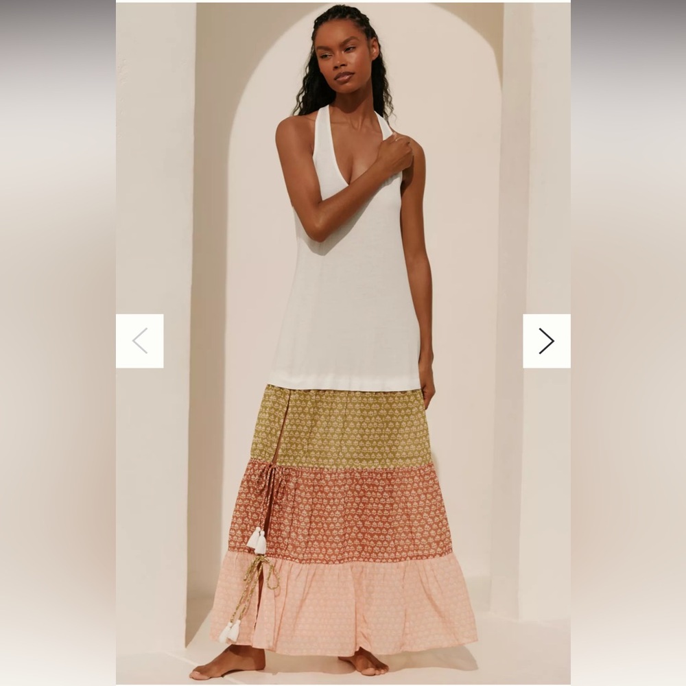 Celandine Sleeveless Scoop-Neck Tiered Maxi Dress